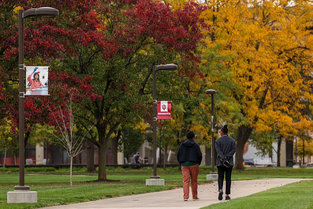 Fall campus scenic at IUPUI. The photo was taken on Wednesday, Oct. 25, 2023. (Photo by Liz Kaye/Indiana University)