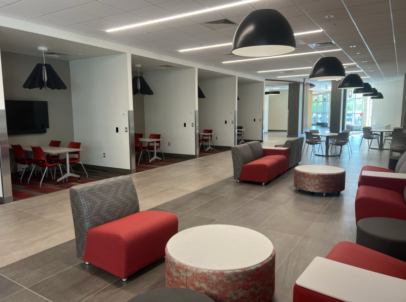 lobby study space A large new informal learning space is now open in the Health Sciences and Dunlap buildings.